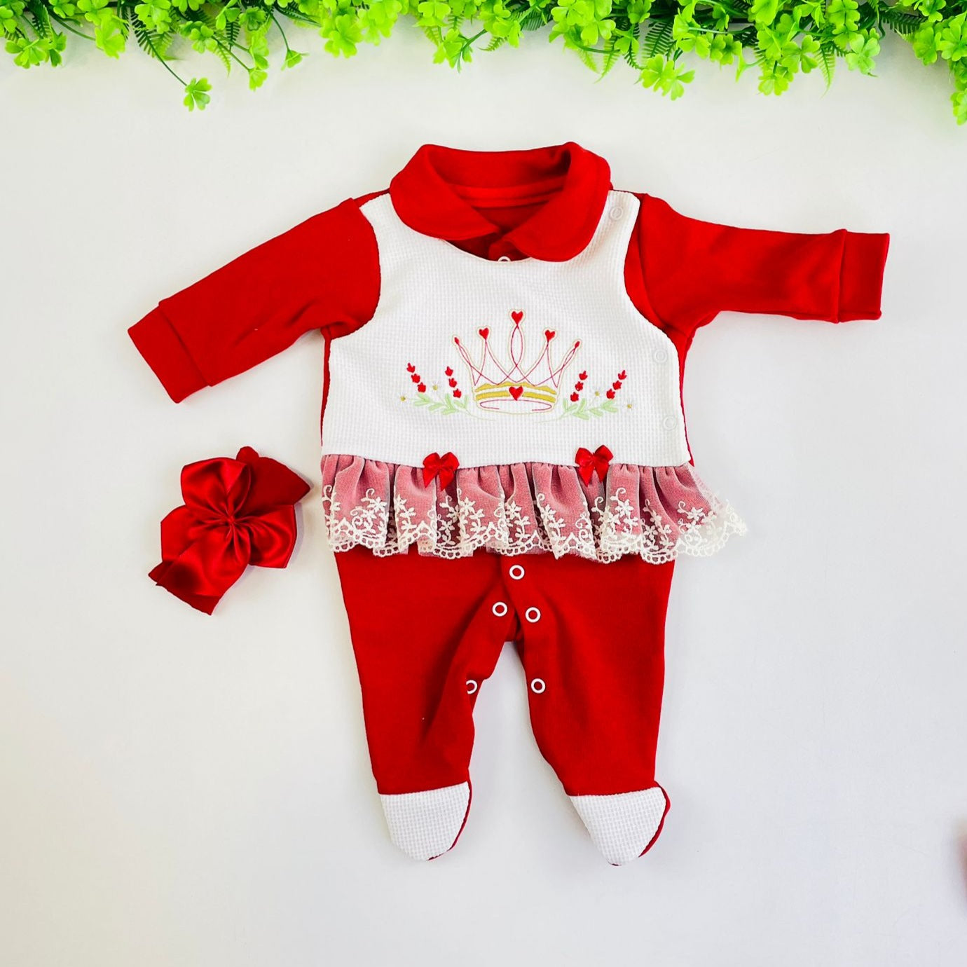 Macacão Bebê Feminino Djiele Princesa Suedine com Faixa de Cabelo