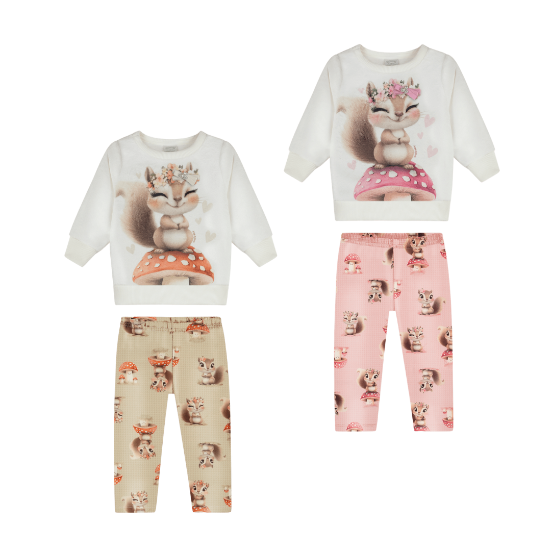Conjunto Infantil Feminino Alakazoo em Malha Pelo e Moletinho Soft
