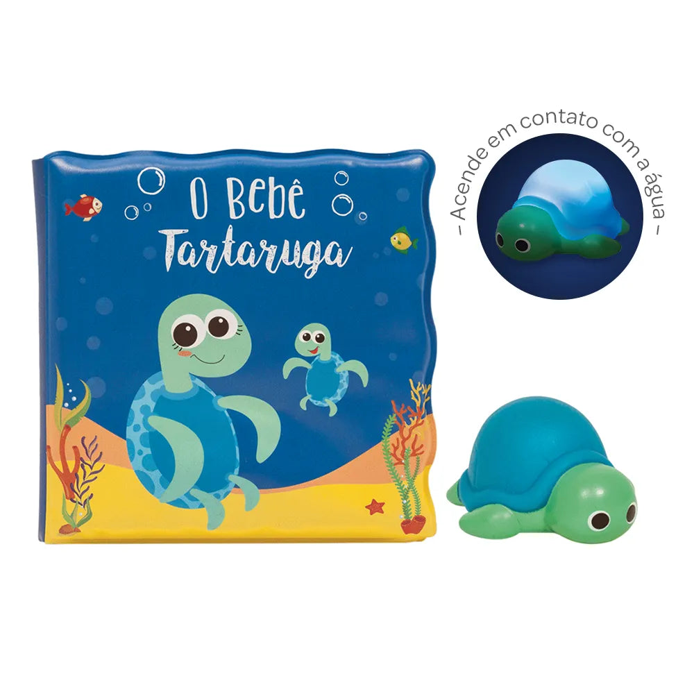 Kit Livrinho de Banho e Tartaruguinha com Luz Buba Azul +6 Meses