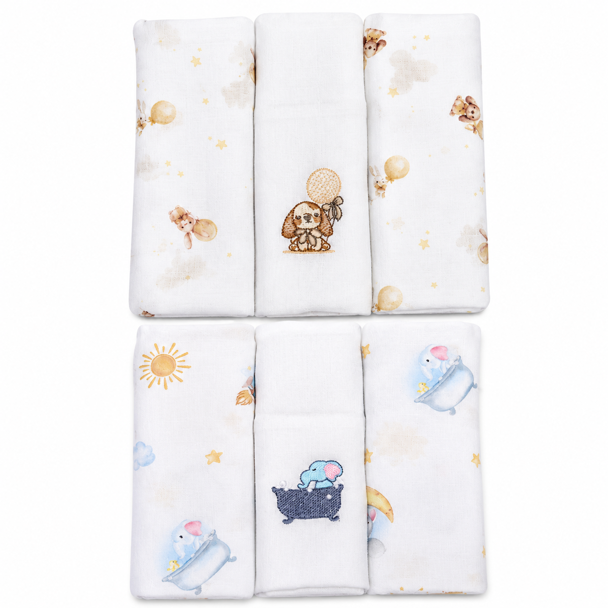 Fralda de Ombro Infantil Muito Mimo Bichinhos 3 Peças 70x70cm
