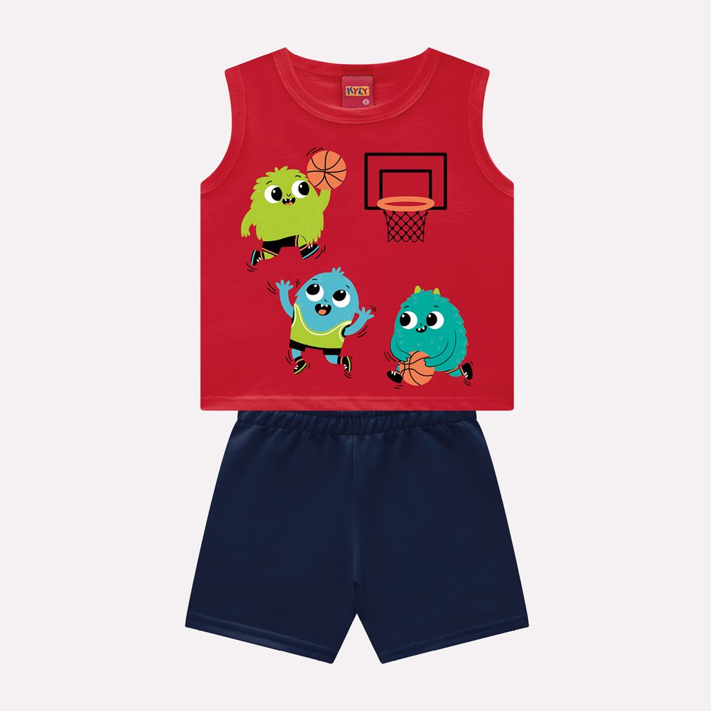 Conjunto Infantil Masculino Kyly Monstrinhos no Basquete