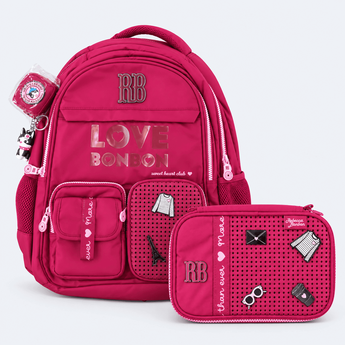 Kit Mochila de Costas Rebecca Bonbon Love 17,5 Oficial com Estojo