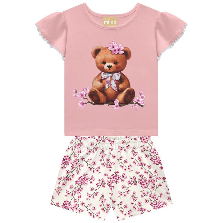Conjunto Milon Infantil Feminino Ursinha Com Strass