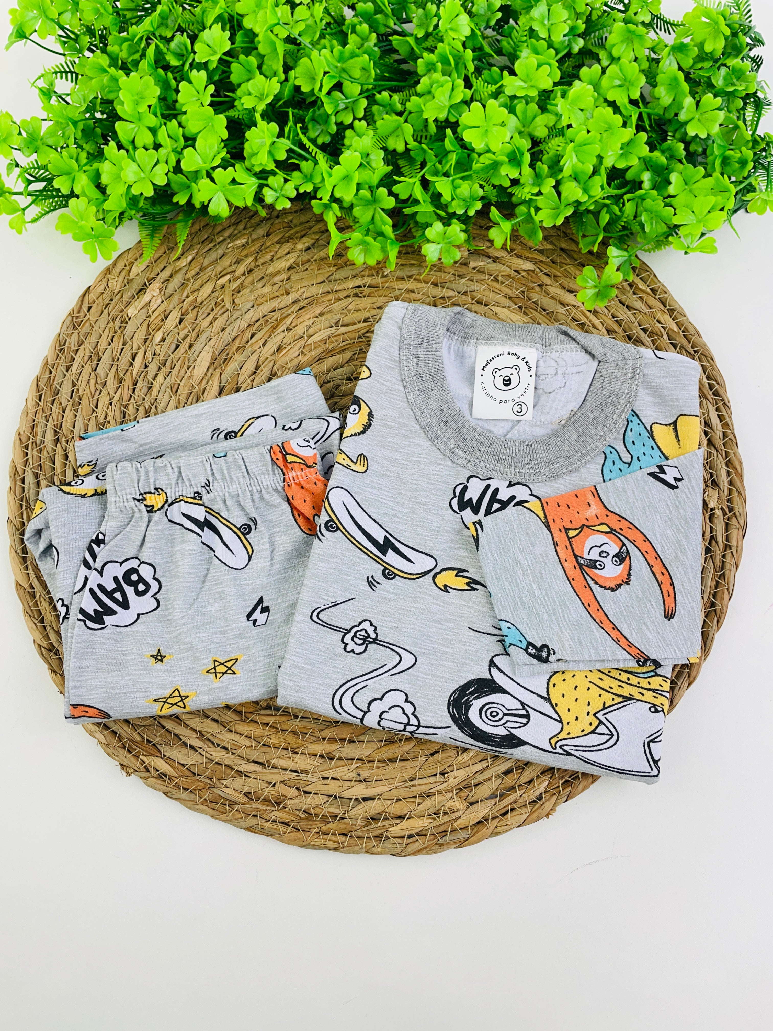 Pijama Manga Longa Mafessoni Super Preguiça