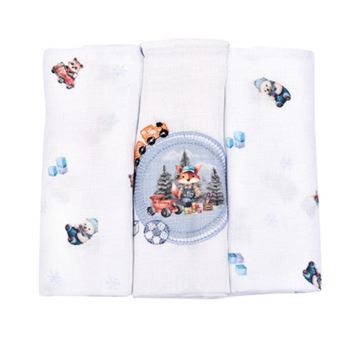 Kit Fralda de Ombro Luxo Muito Mimo Bordada e Estampada 3 Peças
