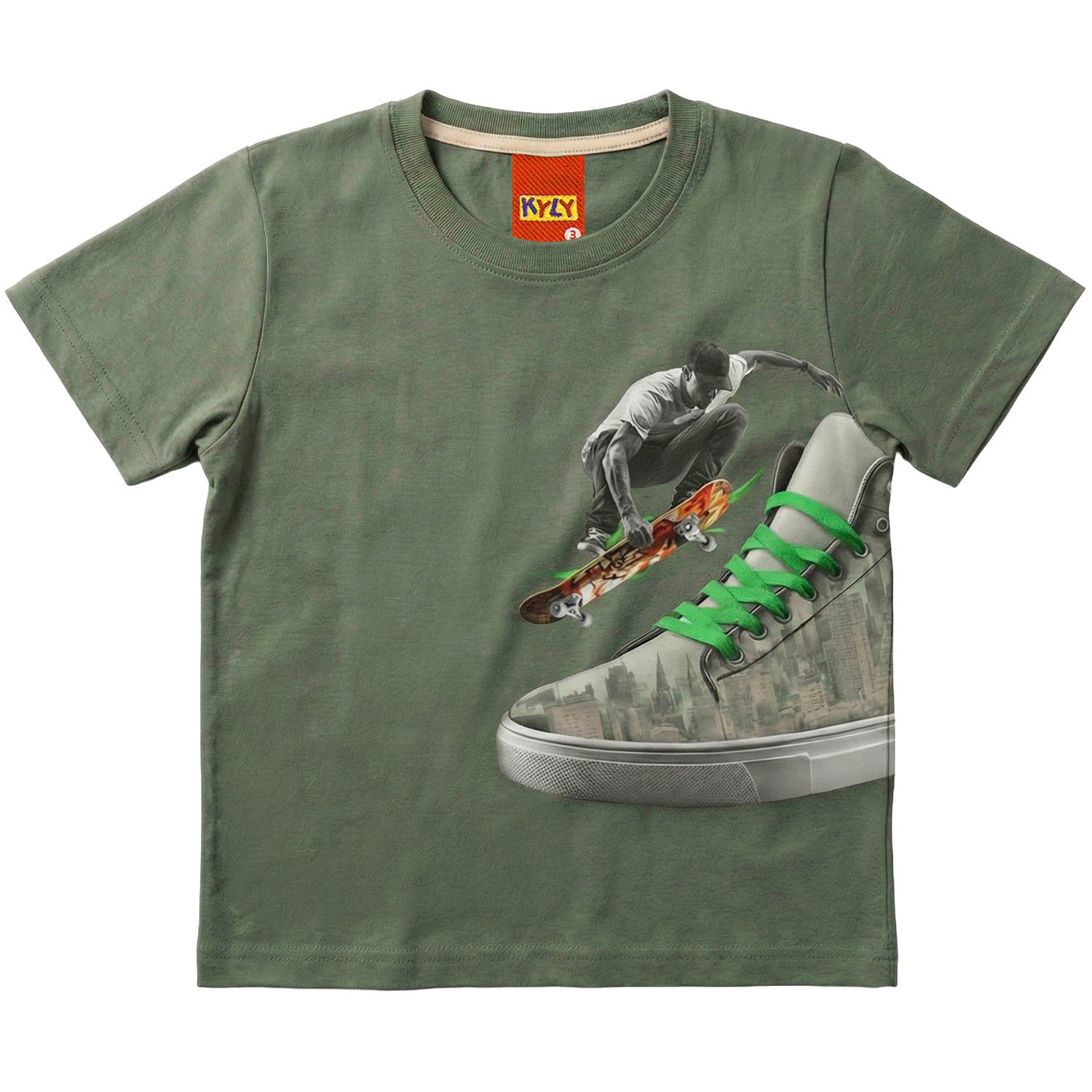 Camiseta Infantil Masculina Kyly Skate e Tênis em 100% Algodão