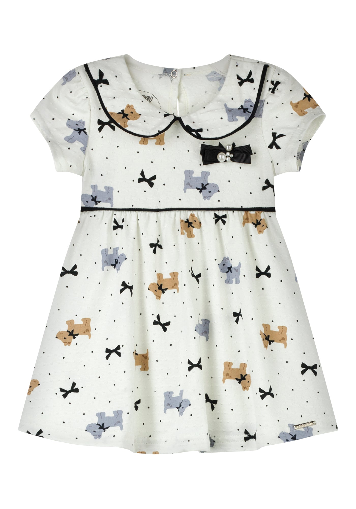Vestido Infantil Alakazoo Cachorrinhos Malha Nikko Gola Boneca