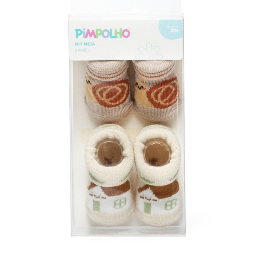 Kit Meia Bebê Recém-Nascido Pimpolho Unissex 2 Pares 0 a 4 Meses