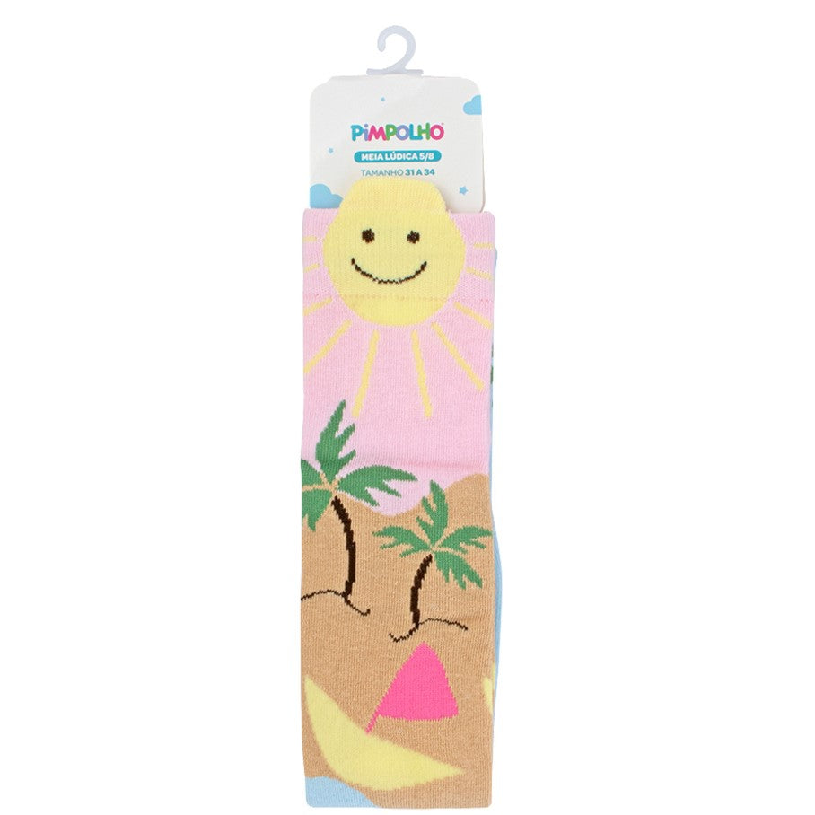 Meia Infantil 5/8 Pimpolho Feminina Lúdica Divertida
