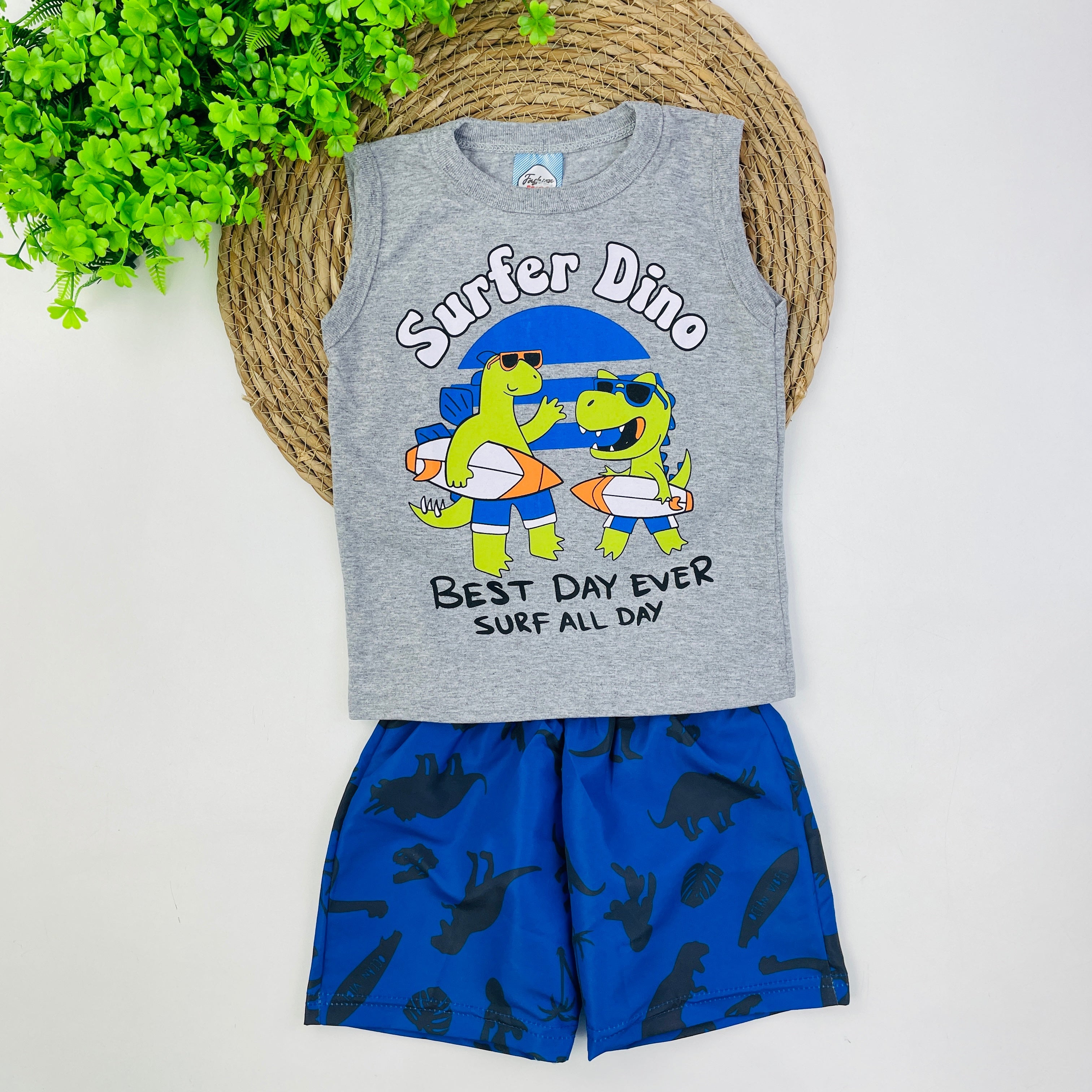 Conjunto Fashion Kids Infantil Masculino Surfer Dino
