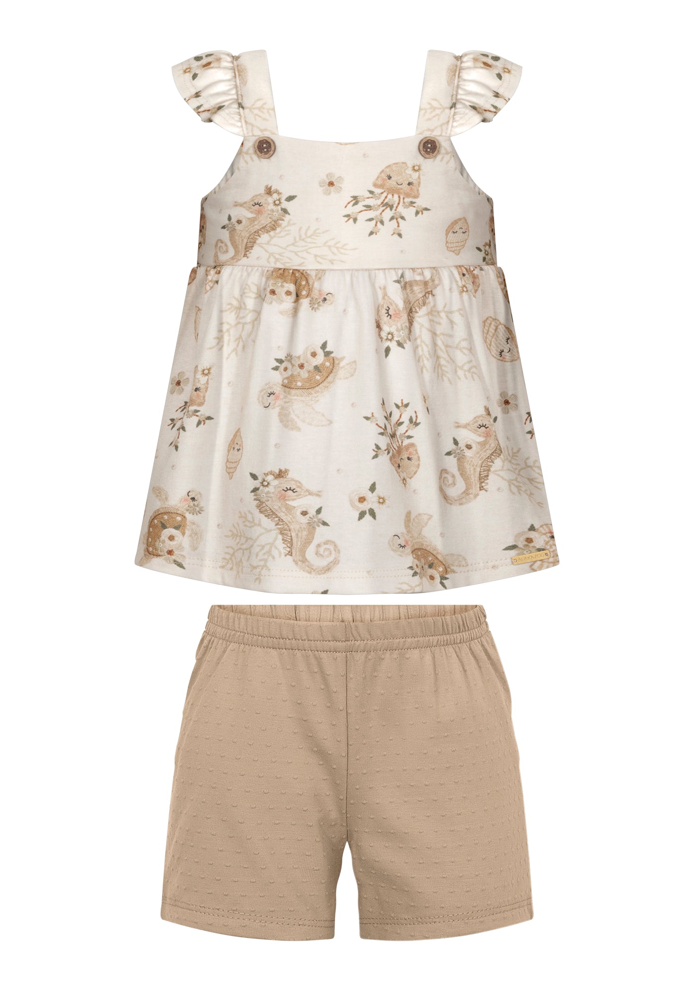 Conjunto Infantil Feminino Alakazoo Tartaruga e Polvo