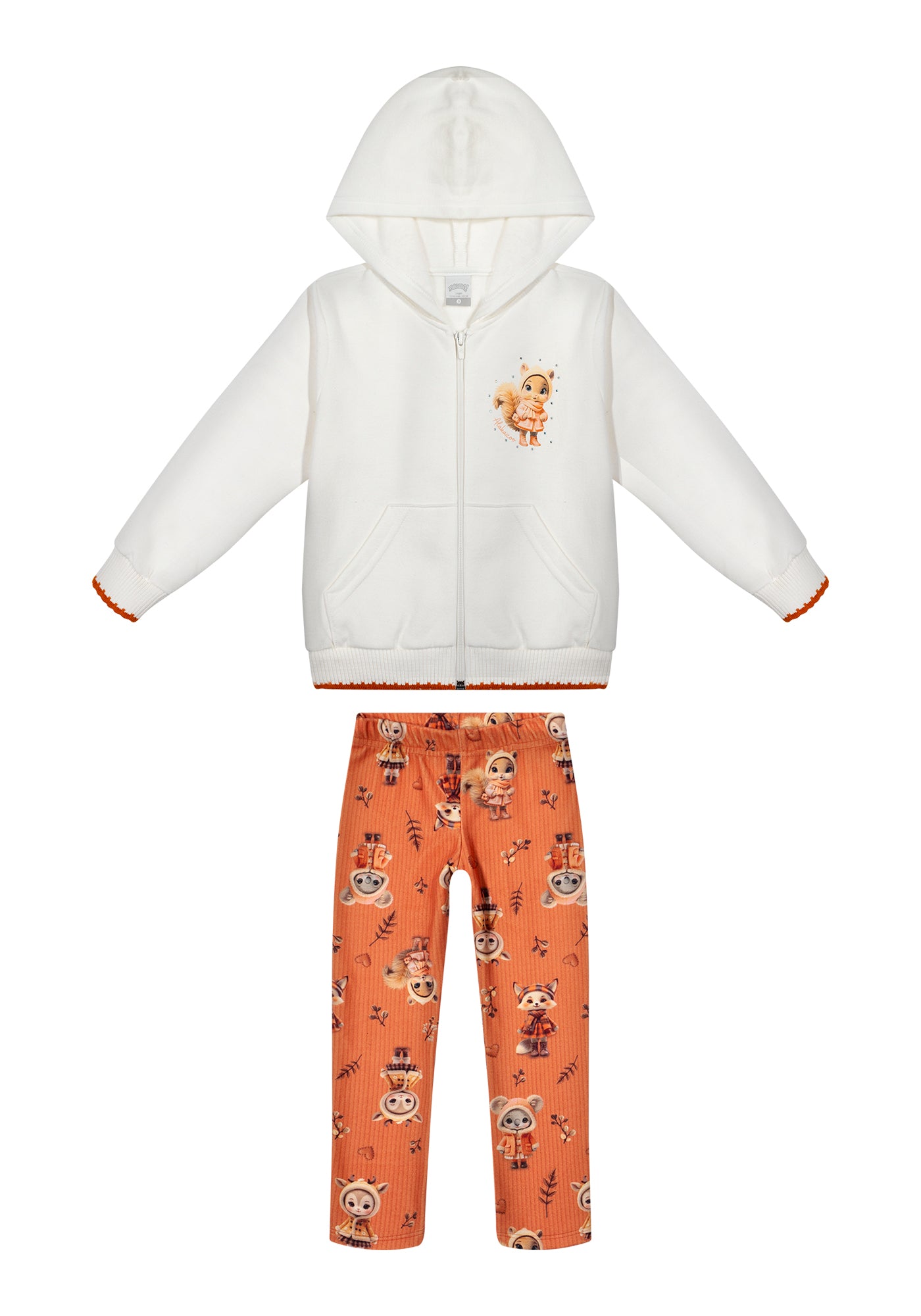 Conjunto Infantil Feminino Alakazoo com Jaqueta em Moletom e Legging em Malha Soft