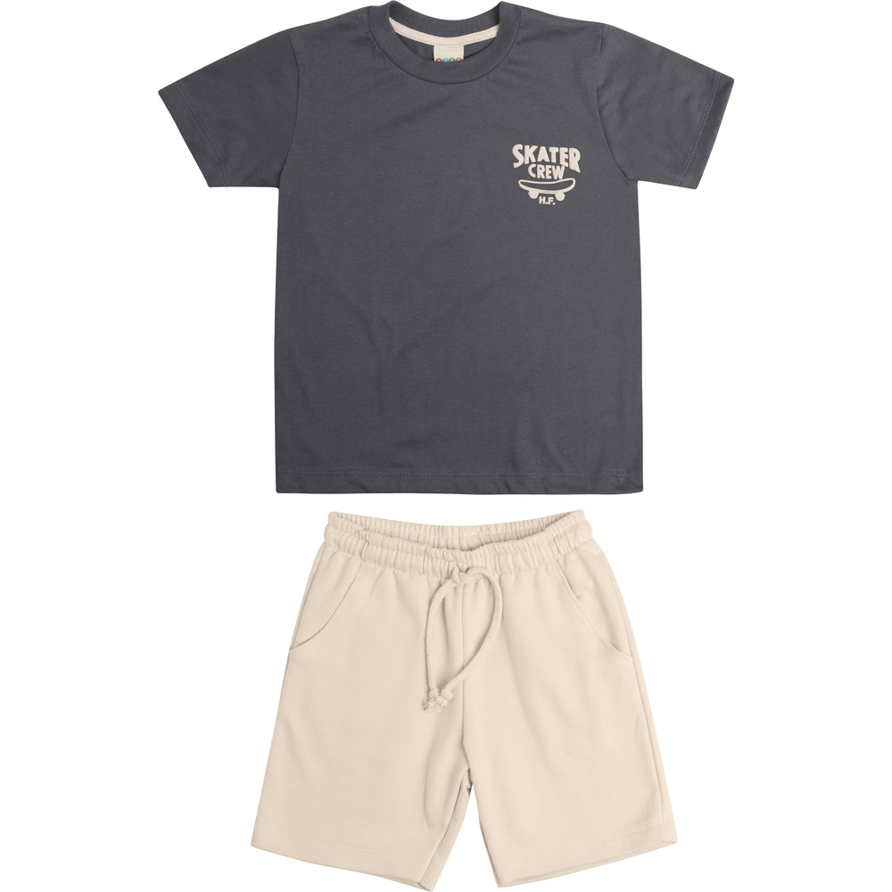 Conjunto Infantil Masculino Have Fun Skater Crew Camiseta e Bermuda Moletom