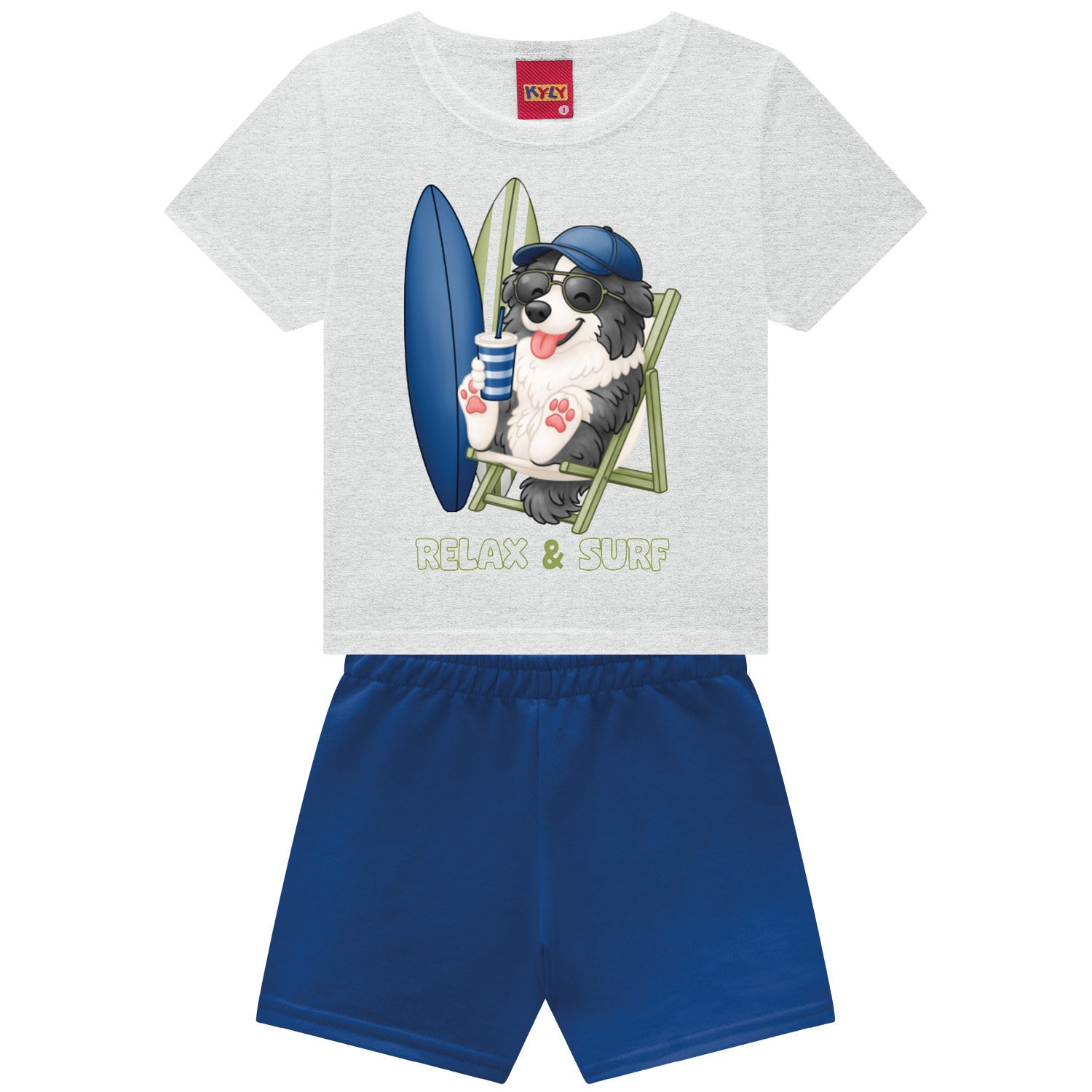 Conjunto Infantil Masculino Kyly Relax & Surf - Camiseta + Short Confort