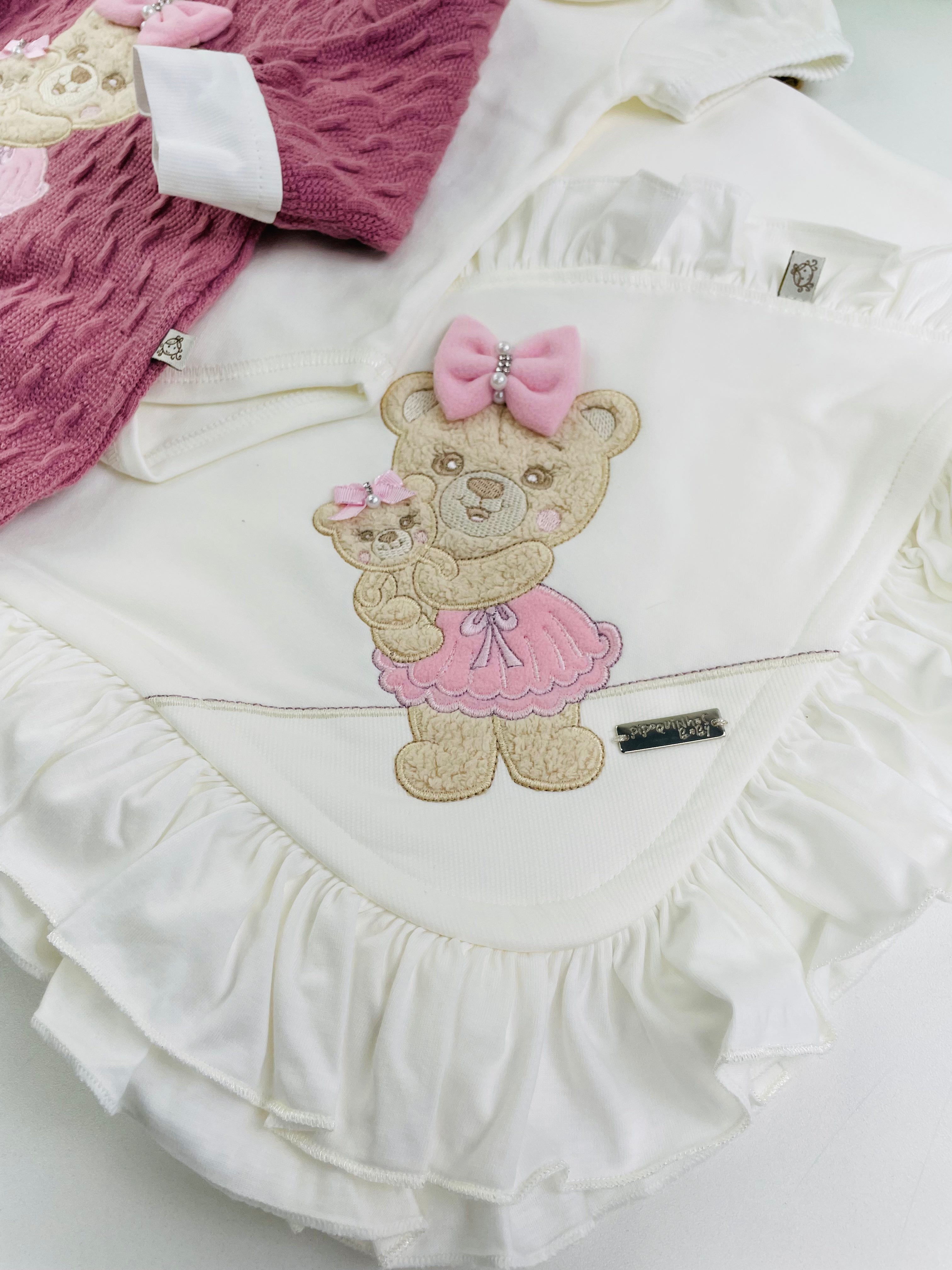 Saida De Maternidade Pipoquinhas Baby Ursa 4 Peças