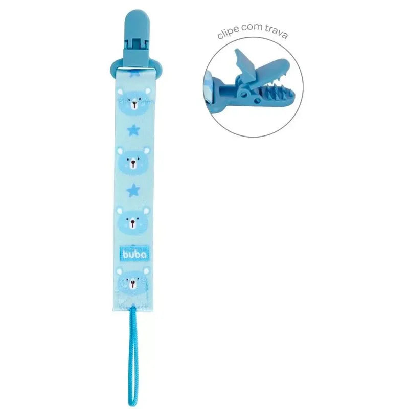 Prendedor de Chupeta Infantil Buba Baby Ursinho Seguro 3 Meses+
