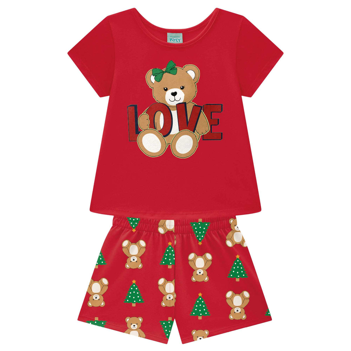 Pijama Infantil Feminino Kyly Love de Natal Brilha no Escuro