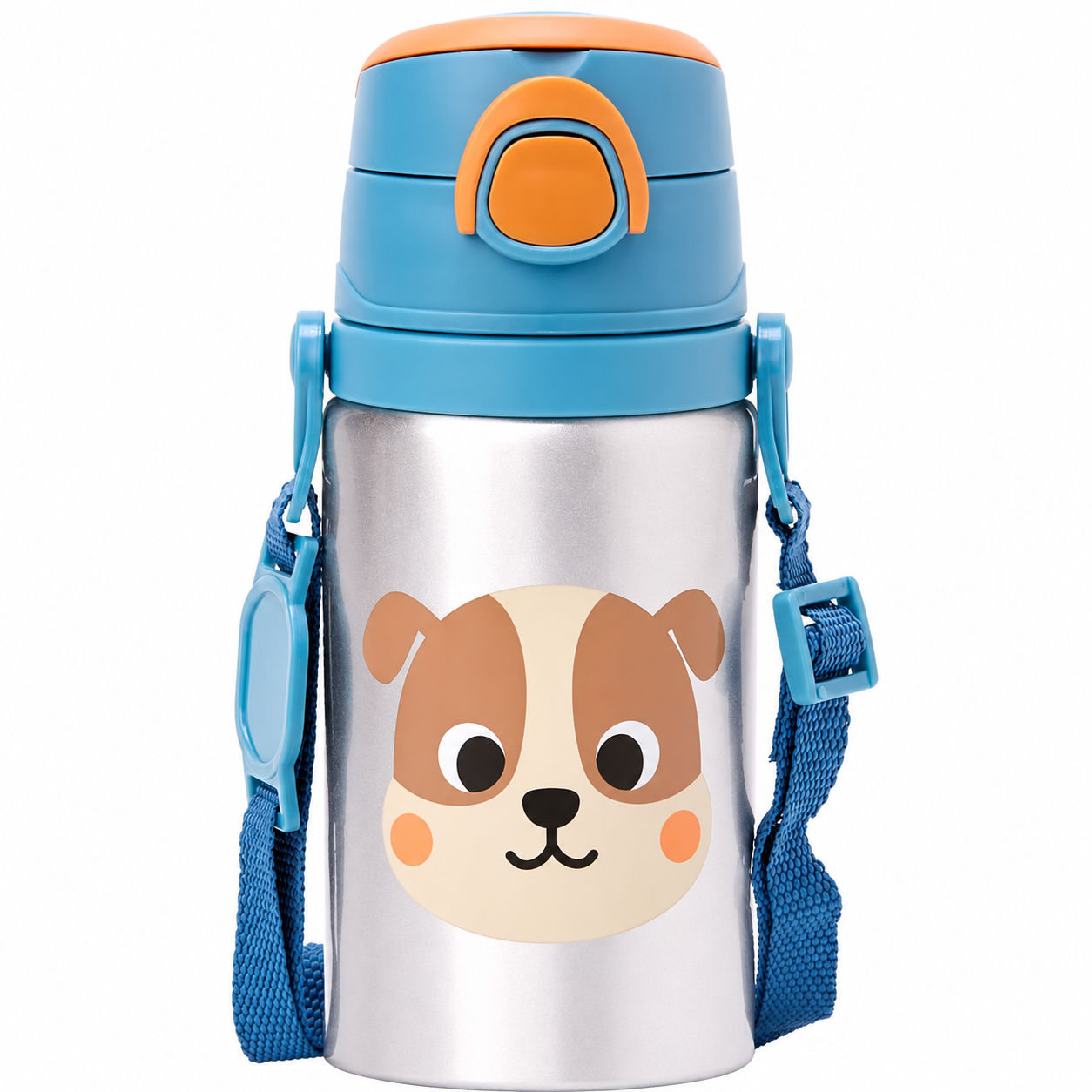 Garrafinha de Alumínio Infantil Buba Zoo 450 ml com Canudo e Cordinha +3 Anos
