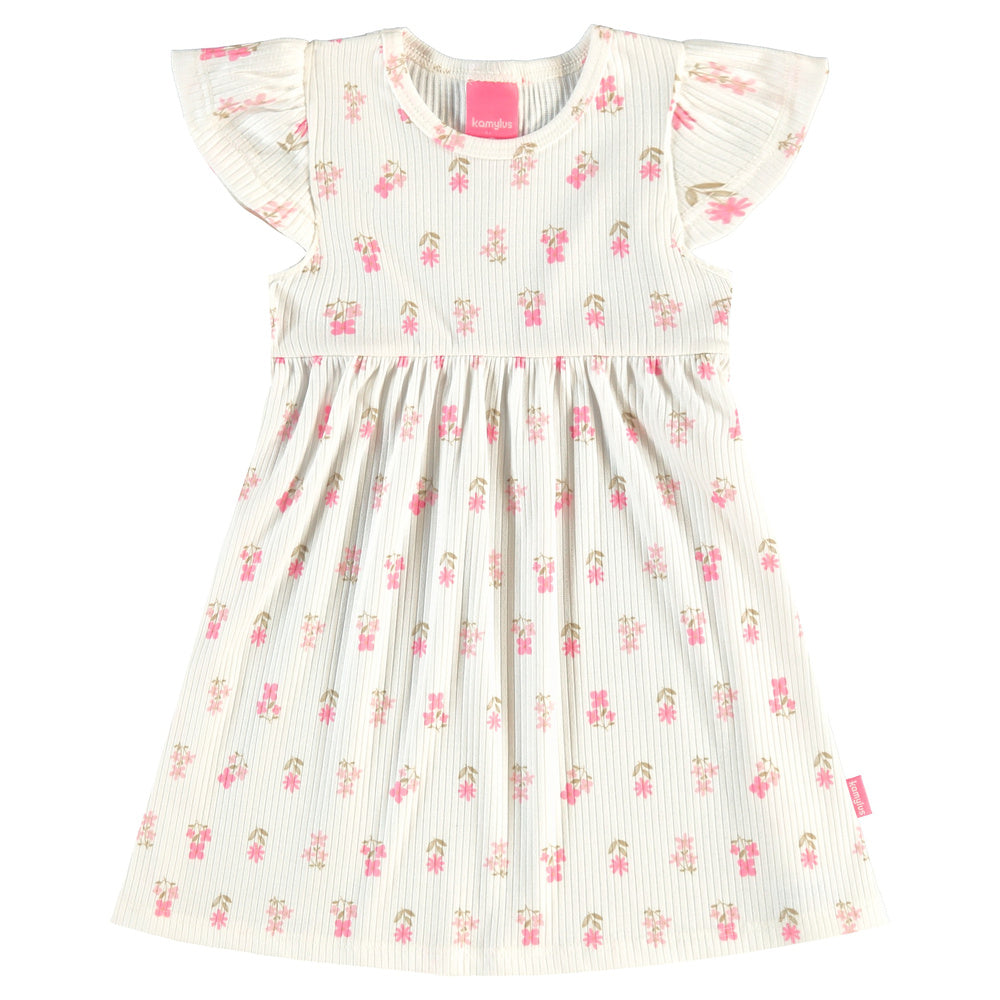 Vestido Infantil Feminino Kamylus Canelado Florzinhas Sublimado