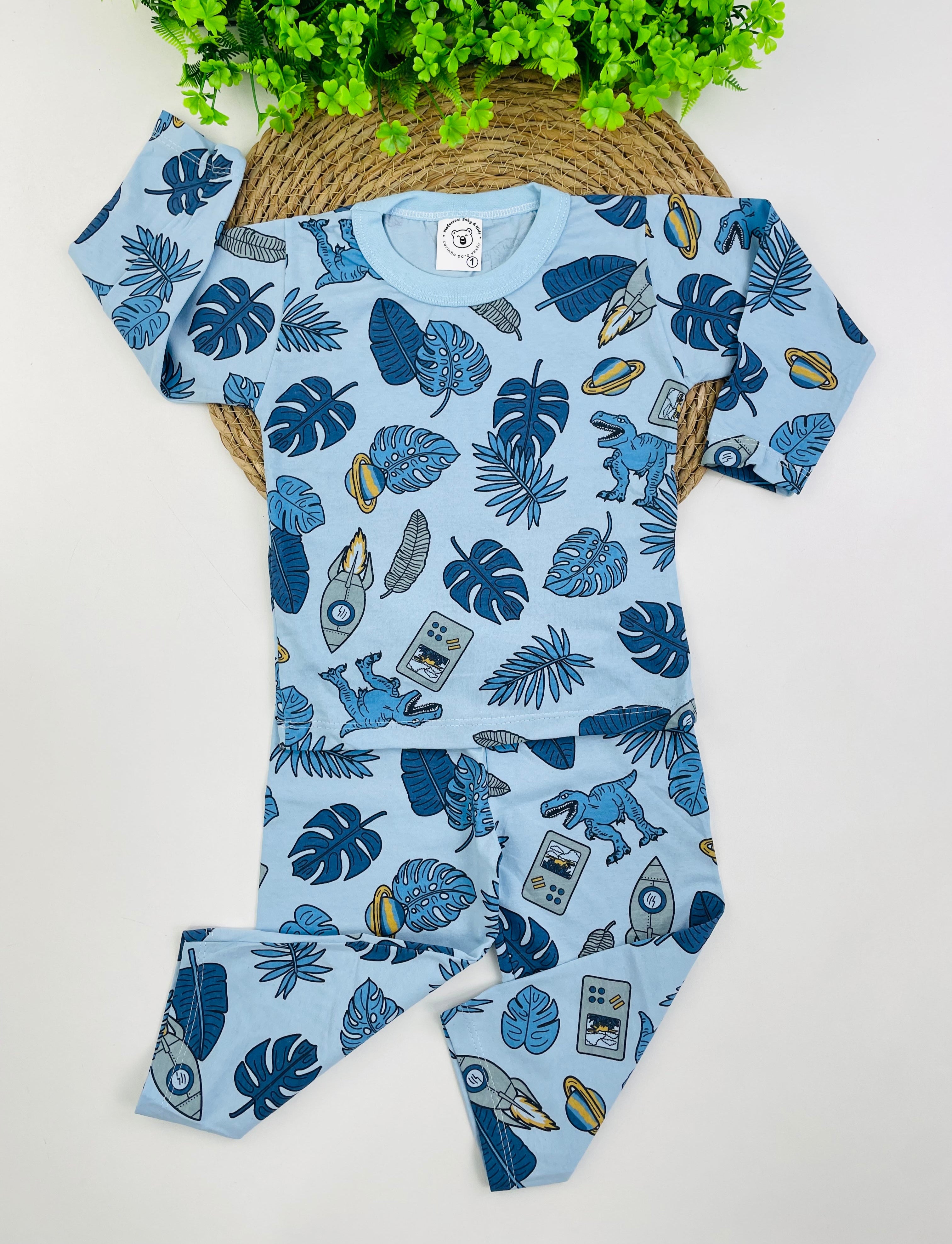 Pijama Manga Longa Mafessoni Folhas