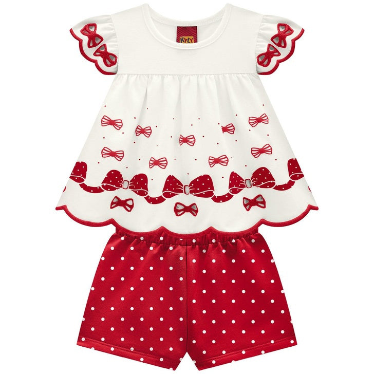 Conjunto Infantil Feminino Kyly Estampa de Laço