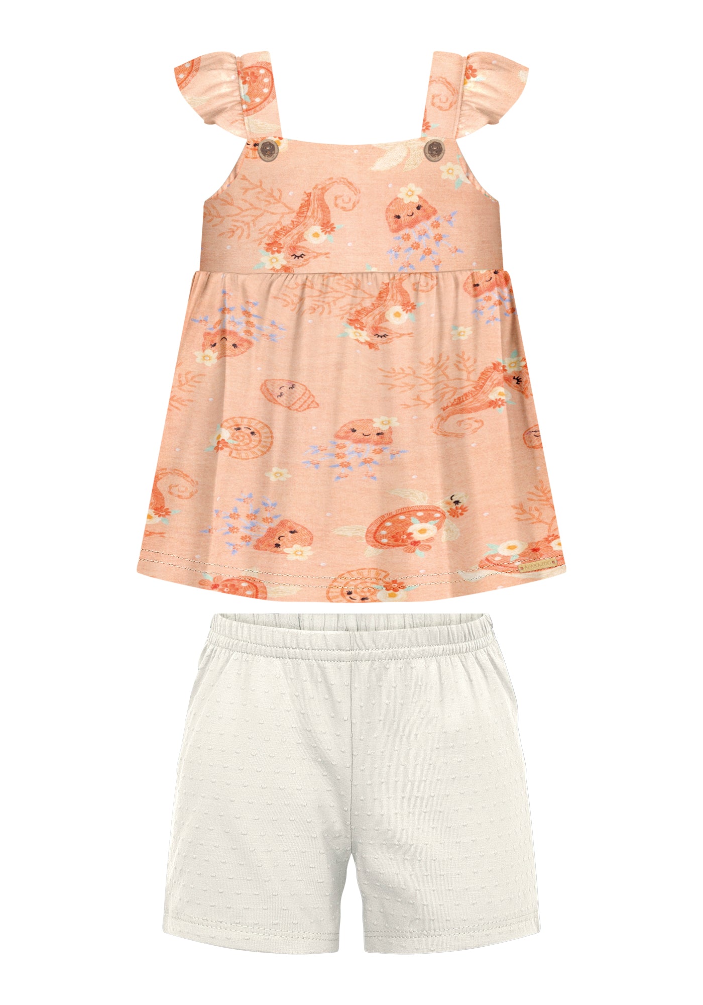 Conjunto Infantil Feminino Alakazoo Tartaruga e Polvo