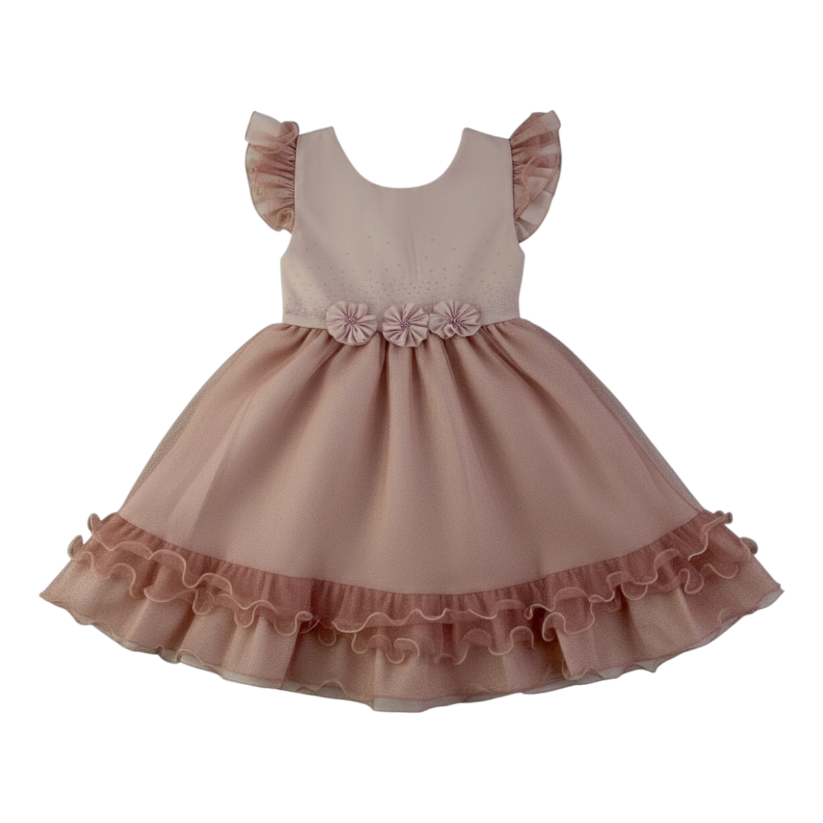 Vestido Festa D-Luxe Flor Brilhante Com Cinto De Perolas