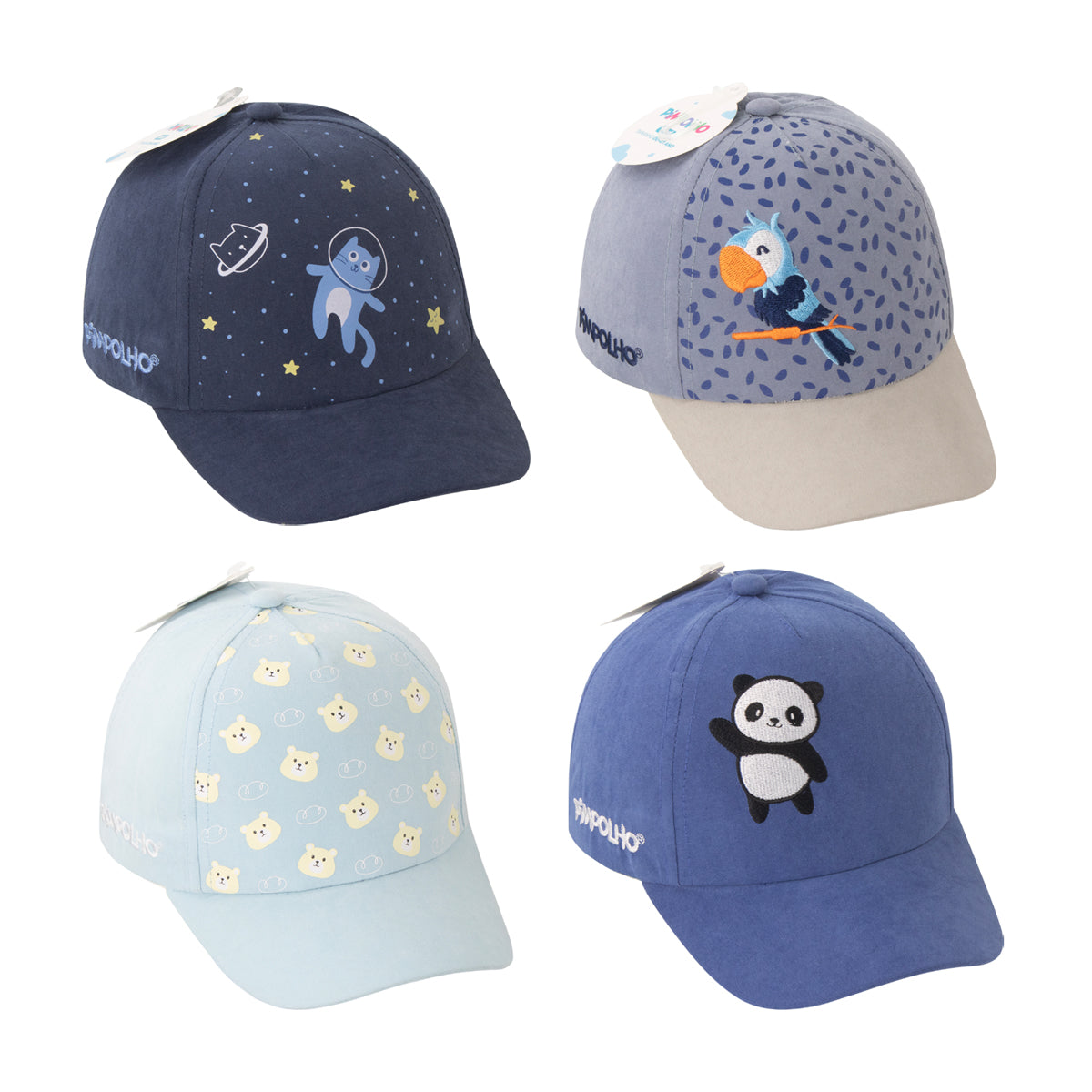 Boné Bebê Masculino Pimpolho Estampado com Velcro 0 a 1 Ano