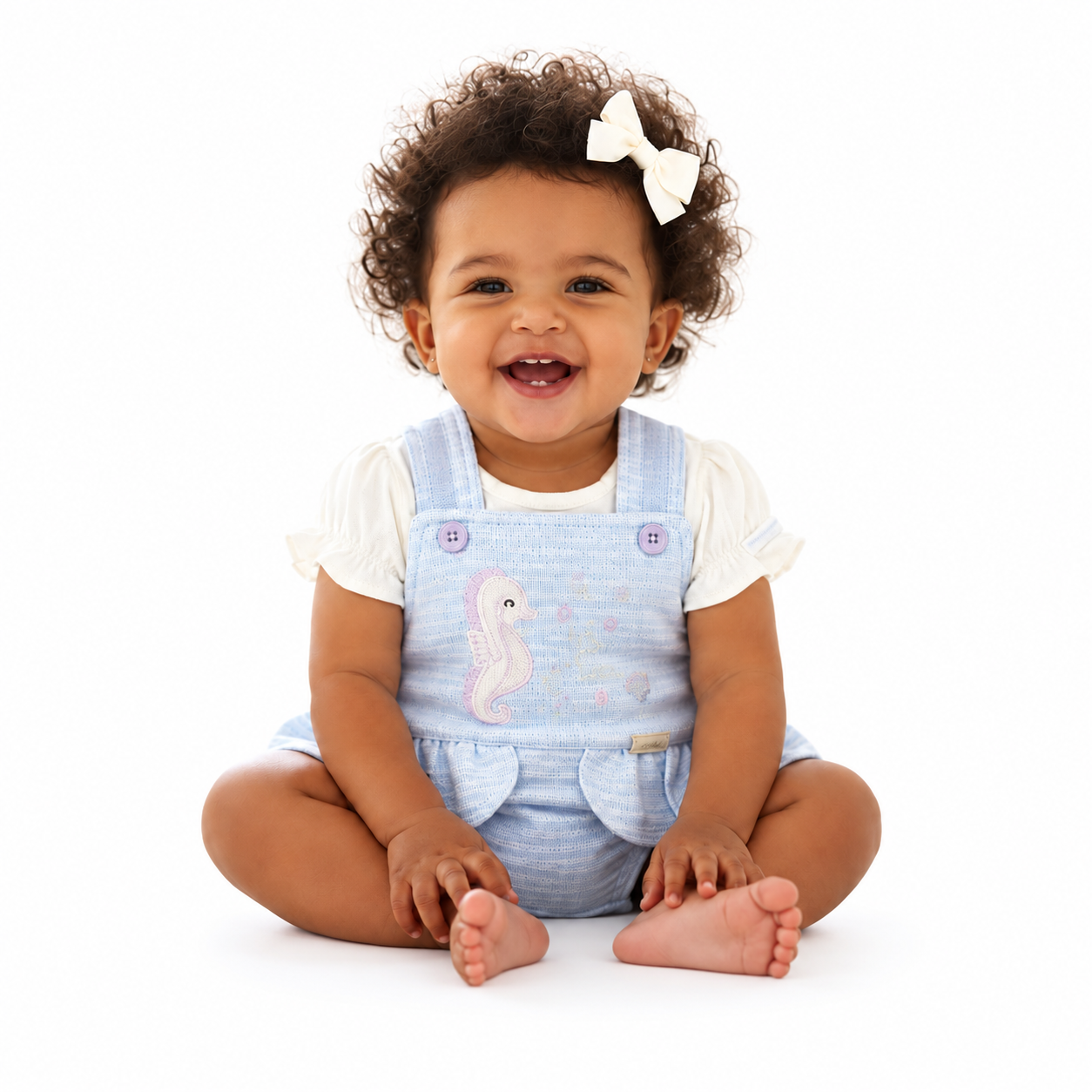 Conjunto Feminino Presente de Anjo Romper Coupé com Bordado