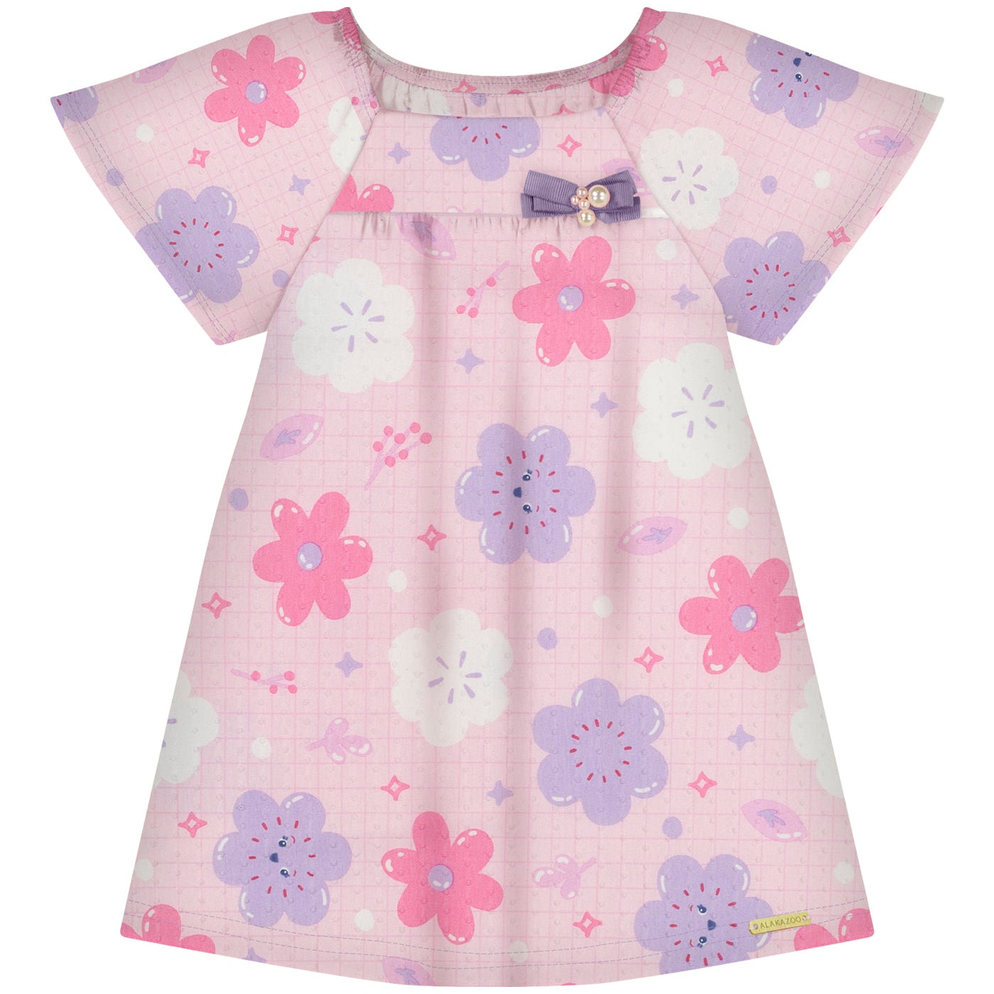 Vestido Infantil Alakazoo Flores Malha Nikko Casual