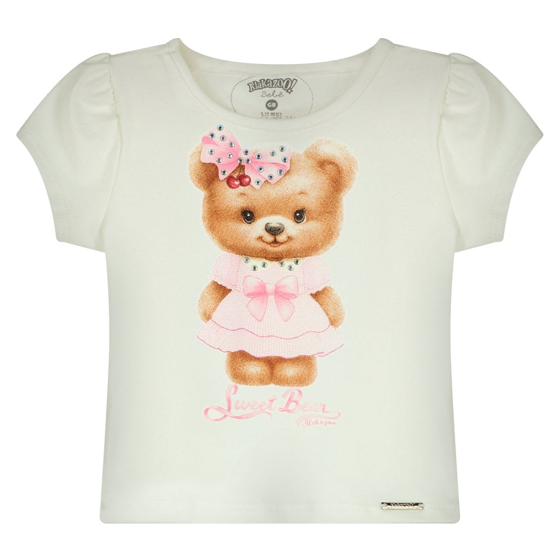 Conjunto Infantil Feminino Alakazoo Bebê Ursinha Sweet Bear e Short-Saia Xadrez