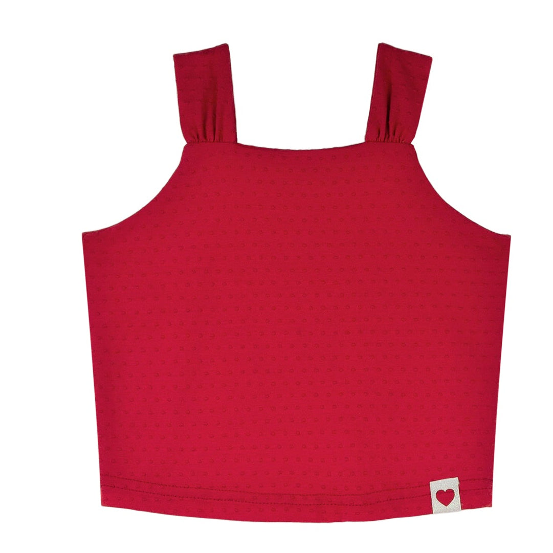 Conjunto Infantil Feminino Alakazoo Cerejas Coração Malha Nikko Cropped e Short-Saia