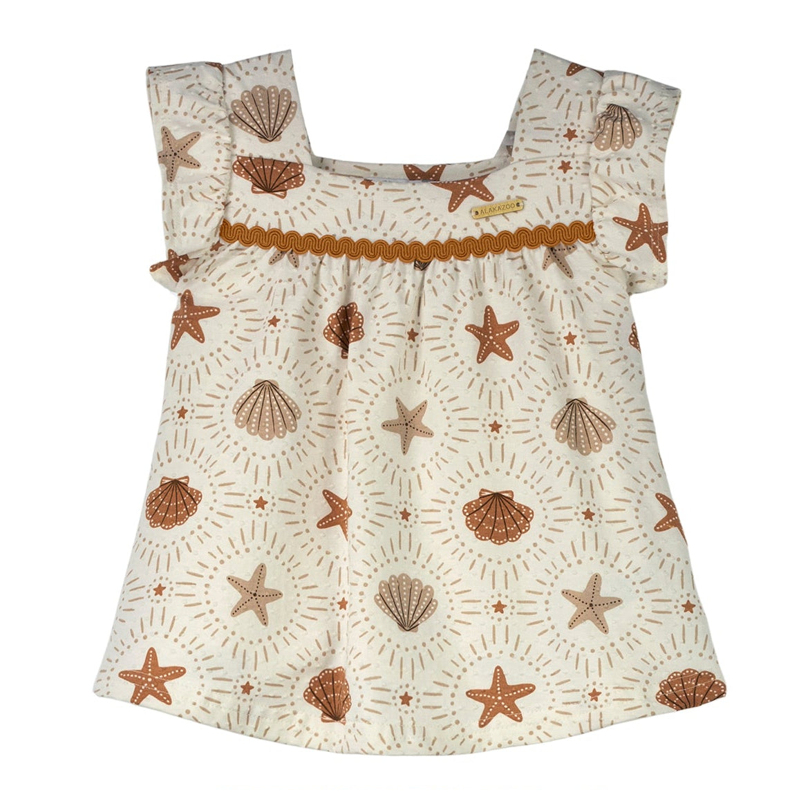 Conjunto Infantil Feminino Alakazoo Fundo do Mar Blusa Alcinha e Short Moletinho