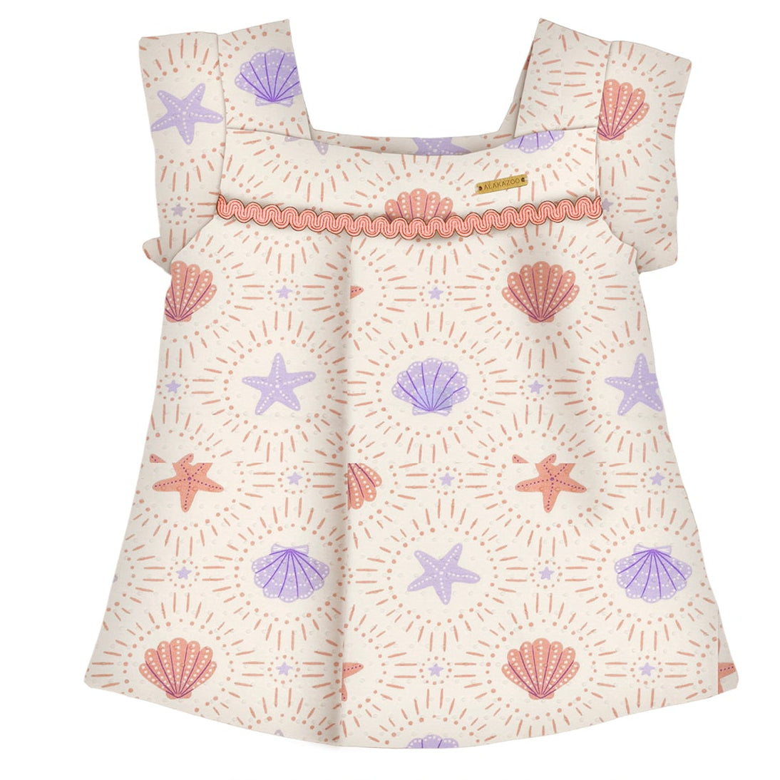 Conjunto Infantil Feminino Alakazoo Fundo do Mar Blusa Alcinha e Short Moletinho