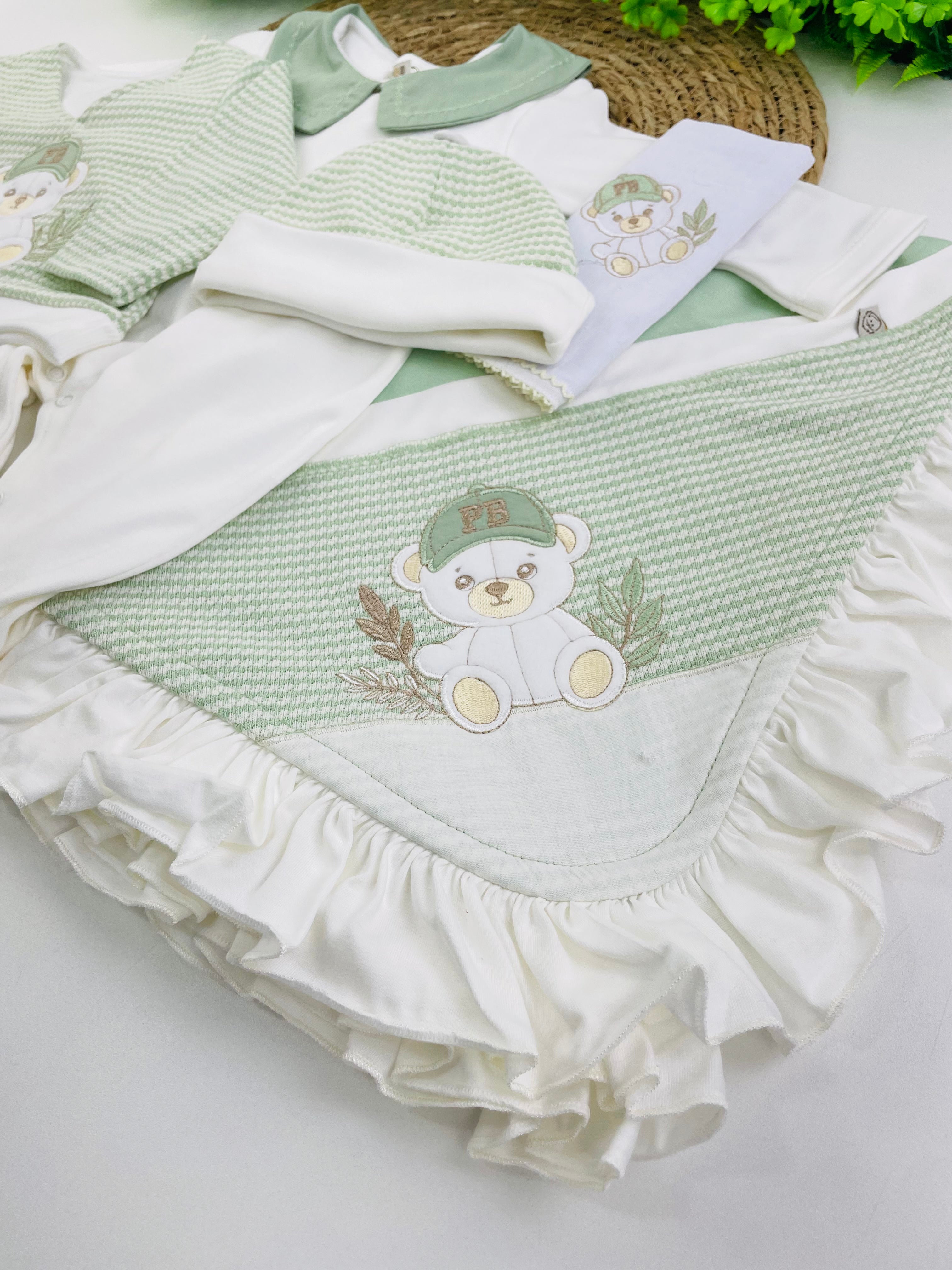 Saida De Maternidade Pipoquinhas Baby Urso Boné 5 Peças