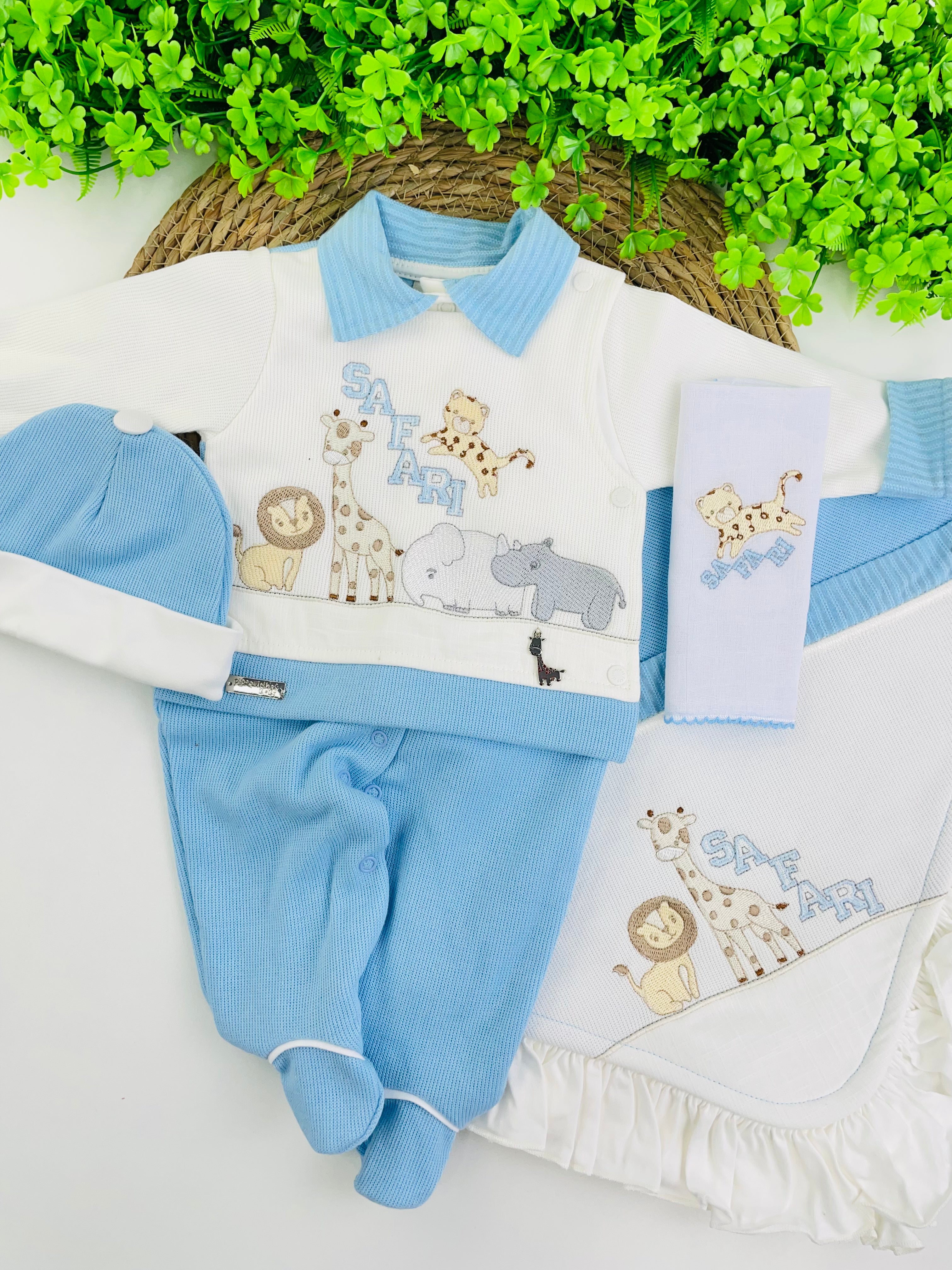 Saida De Maternidade Pipoquinhas Baby Safari 4 Peças