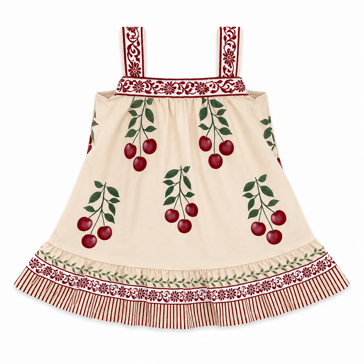 Vestido Milon Cerejas com Bordado