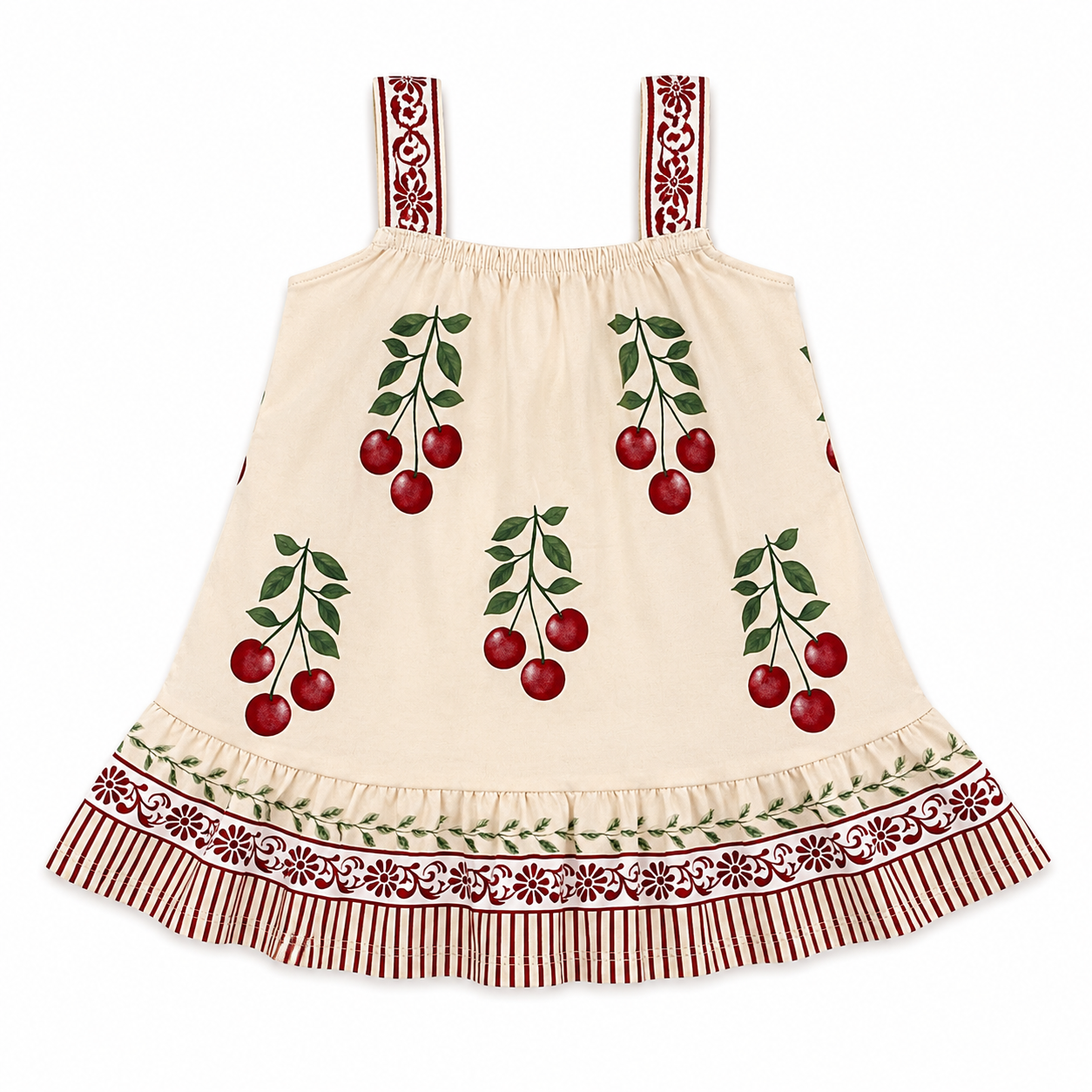Vestido Milon Cerejas com Bordado