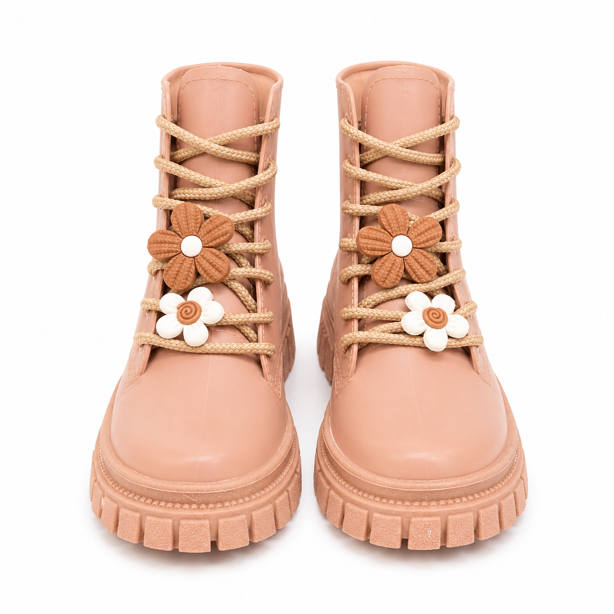 Bota Coturno Infantil Feminina LueLua Duda com Pins de Flores