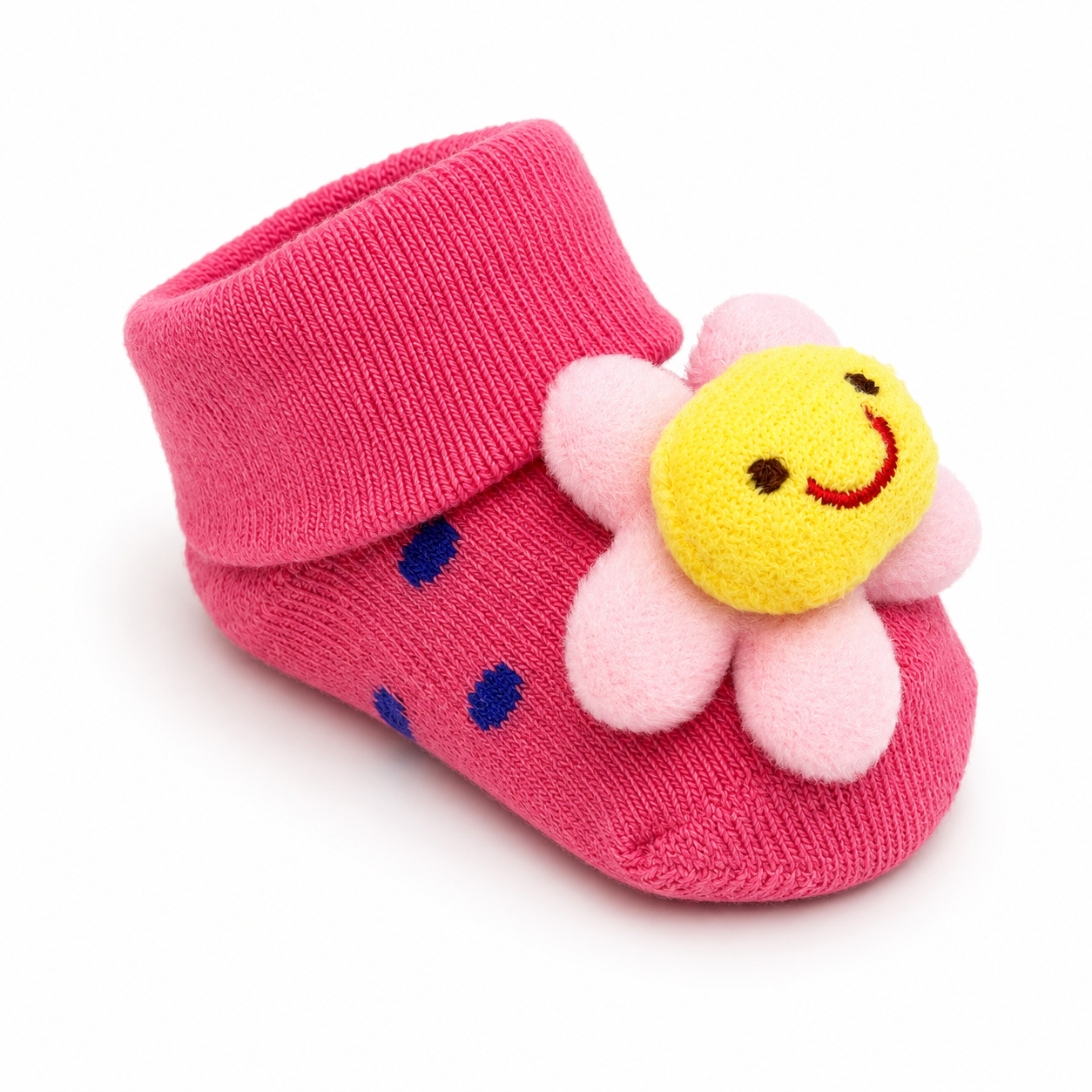 Meia Plin Baby Flor Antiderrapante Rosa