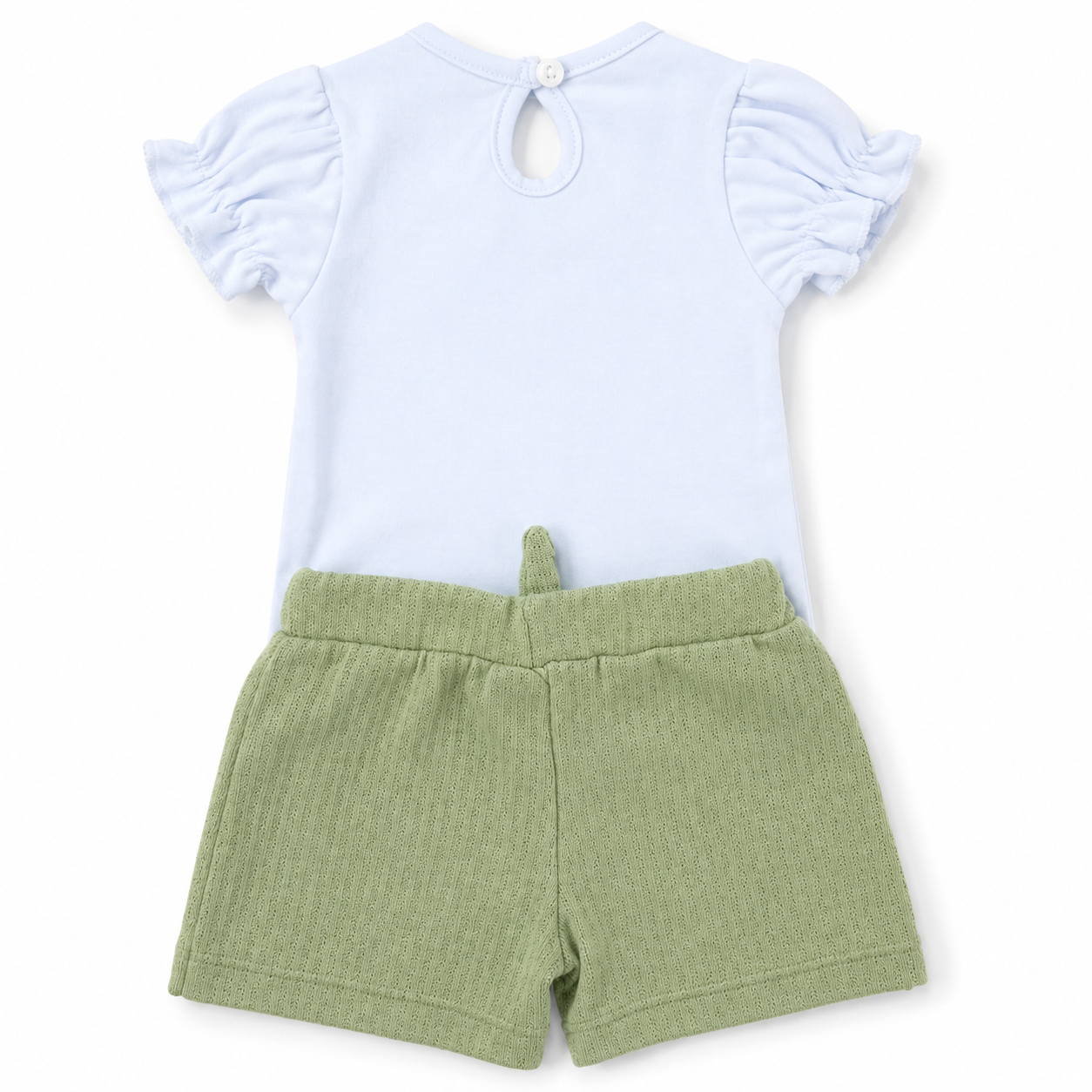 Conjunto Feminino Presente de Anjo Blusa Bordada e Short Tricô