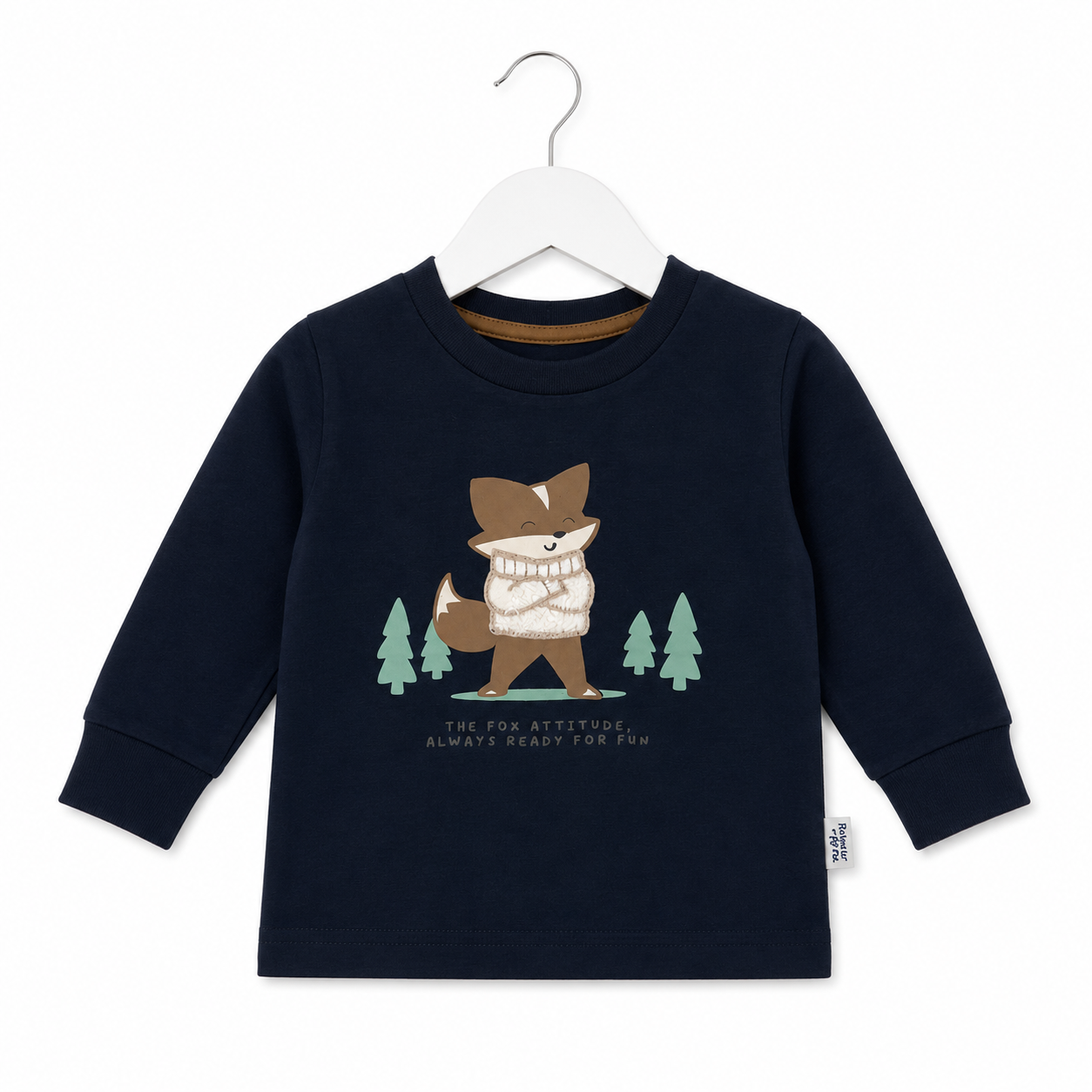 Camiseta Manga Longa Masculina Brincar e Arte Raposa The Fox Malha Flame
