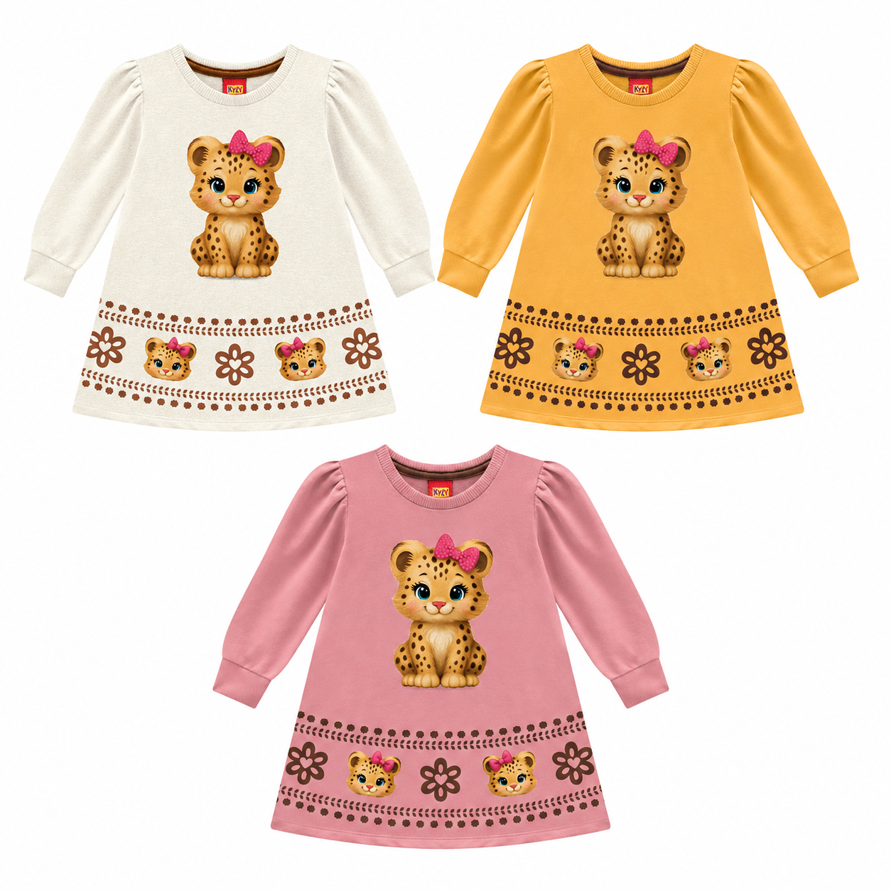 Vestido Infantil Menina Kyly Moletinho Oncinha com Strass