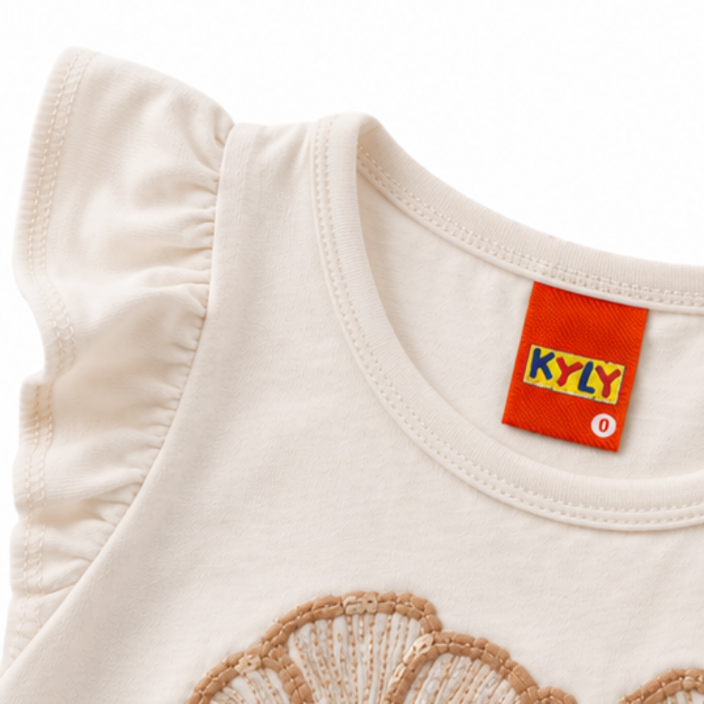 Conjunto Infantil Feminino Kyly Flowers in Heart Blusa e Short Saia