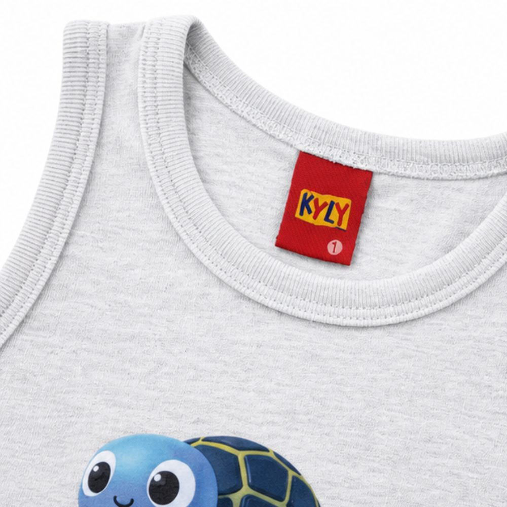 Conjunto Infantil Masculino Kyly Regata Estampada e Short Liso