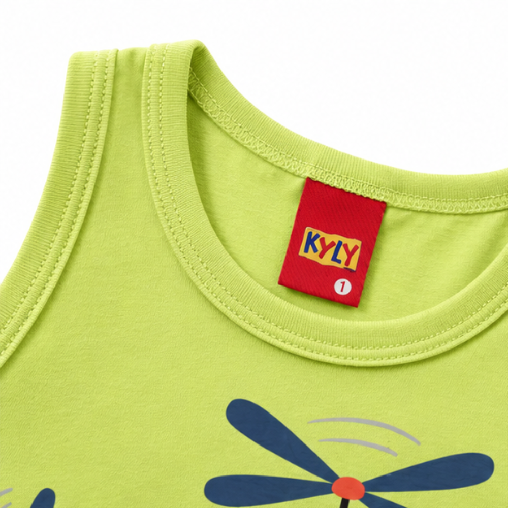 Conjunto Infantil Masculino Kyly Regata Estampada e Short Liso