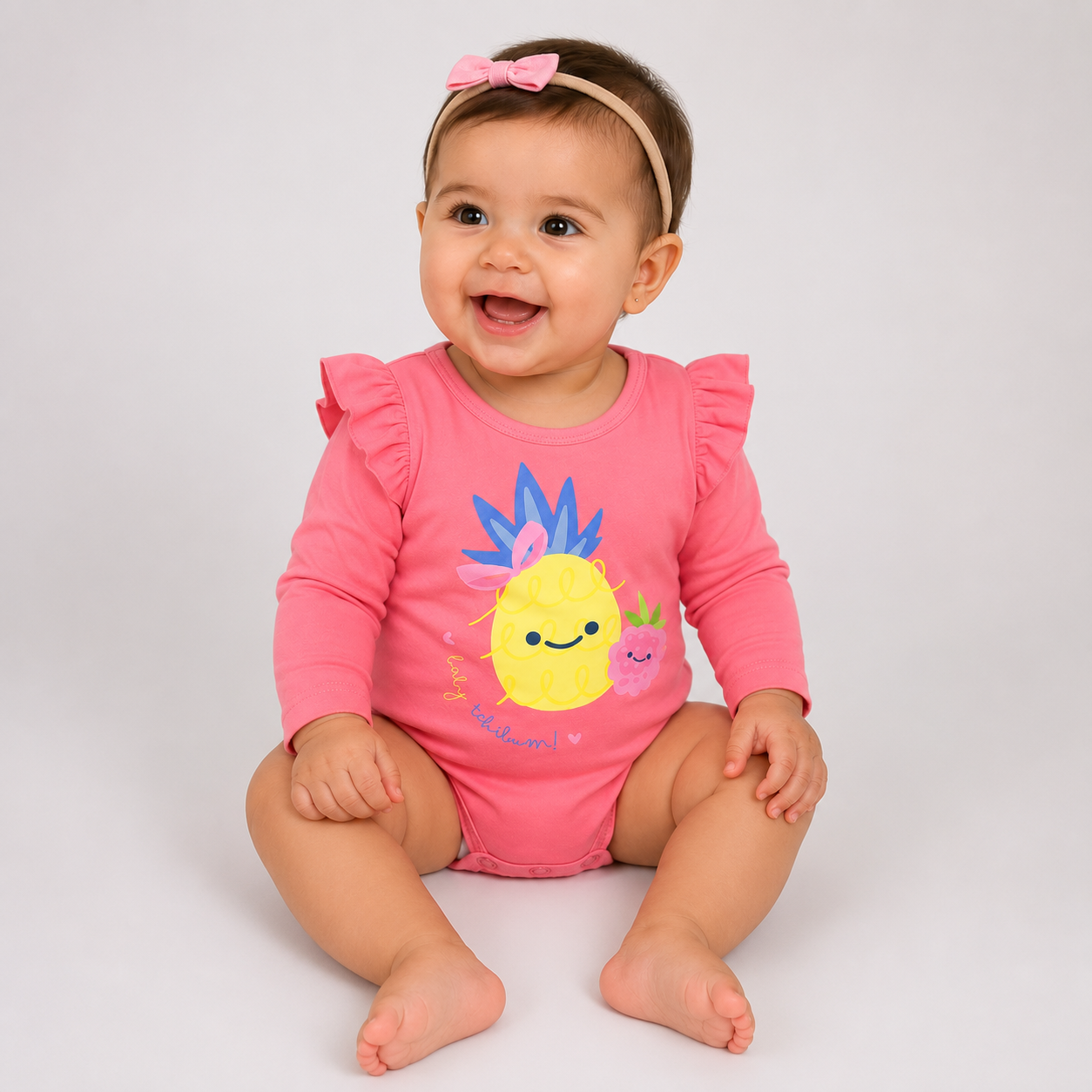 Maiô Manga Longa Infantil Baby Kamylus Tchibum Abacaxi Proteção UV 50+ Dri-Fit