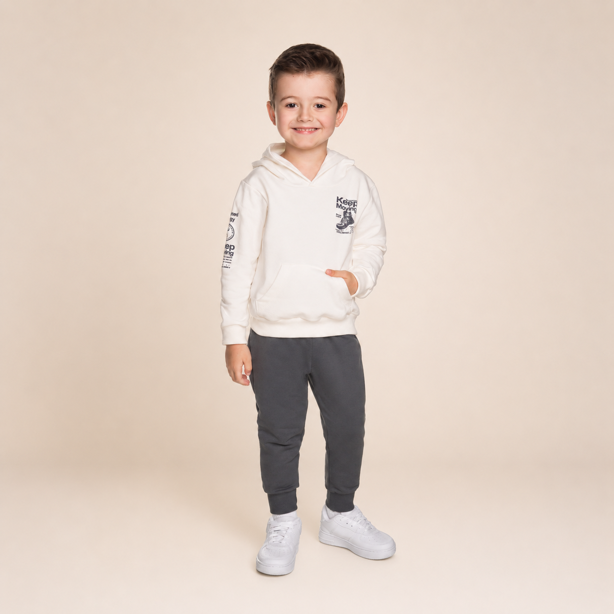 Conjunto Infantil Menino Have Fun Keep Moving em Moletom com Capuz