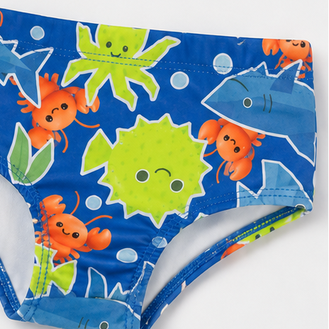 Conjunto de Praia Infantil Masculino Kamylus Tchibum Lagosta Proteção UV 50+ Dri-Fit com Sunga
