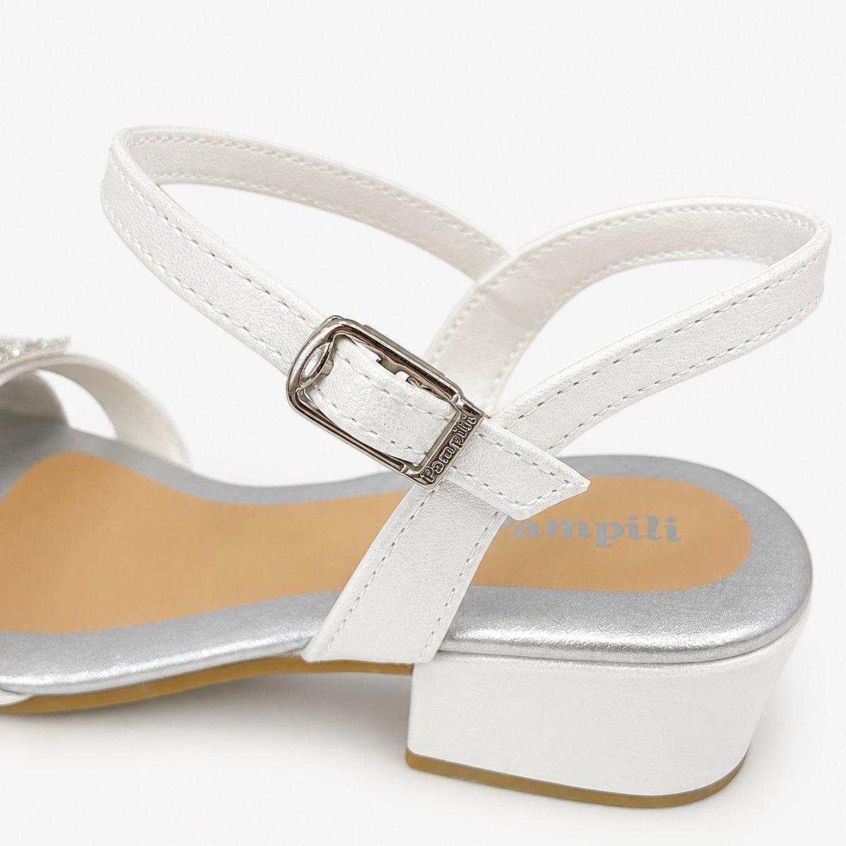 Sandália Infantil com Salto Pampili Fancy com Strass e Pérolas